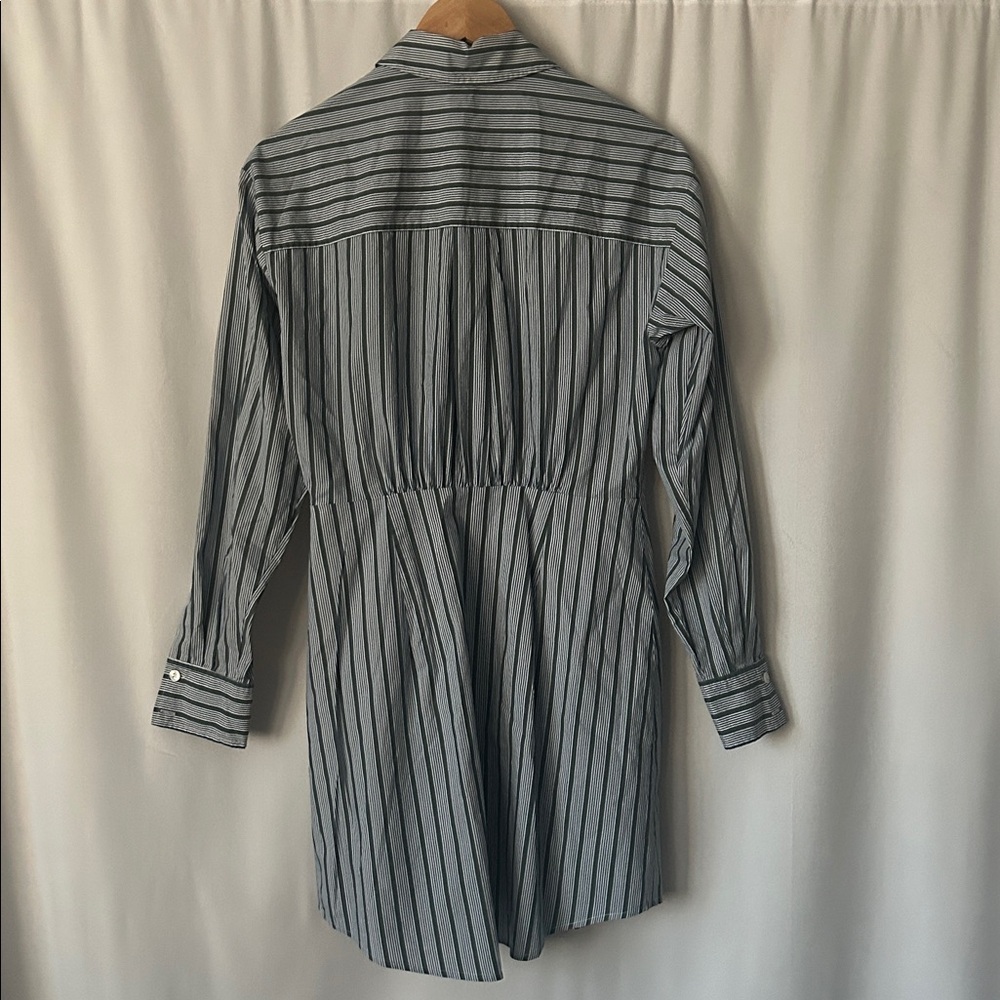 Veronica Beard Navy/Green Striped Long Sleeve Cotton Shirt Dress **Size 6** 🌺🌺 - Picture 2 of 6
